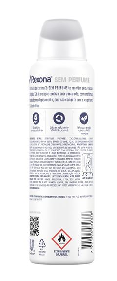 Desodorante Aerosol Antitranspirante Rexona 150 ml Sem Perfume