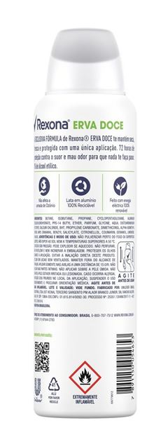 Desodorane Aerosol Antitranspirante Rexona 150 ml Erva Doce