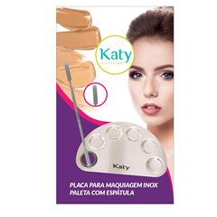 Placa para Maquiagem Katy Inox Meia Lua com Espatula