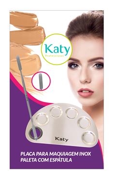 Placa para Maquiagem Katy Inox Meia Lua com Espatula