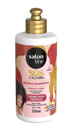 Creme Para Pentear Salon Line S.O.S Cachos 300 ml Ricino e Queratina  
