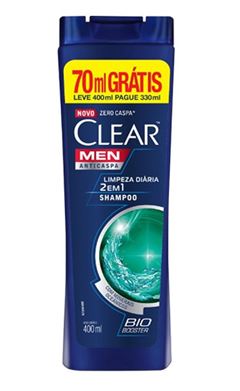 Shampoo Anticaspa Clear Men Leve 400 ml Pague 330 ml 2 em 1 Limpeza Di?ria