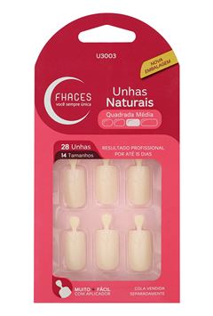 Unhas Fhaces Natural Com 28 Unidades Quadrada Média