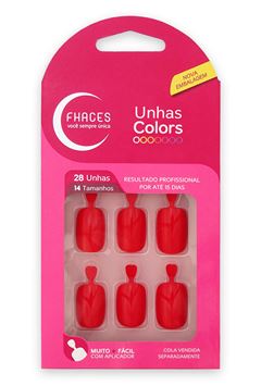 Unhas Fhaces Colors Com 24 Unidades Rosa Flash