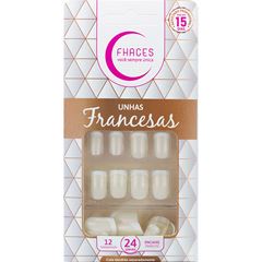 Unhas Postiças Fhaces Francesas Com 24 Unidades Pérola com Branco 