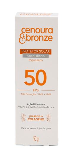 Protetor Solar Facial Cenoura & Bronze FPS 50 50 gr Toque Seco