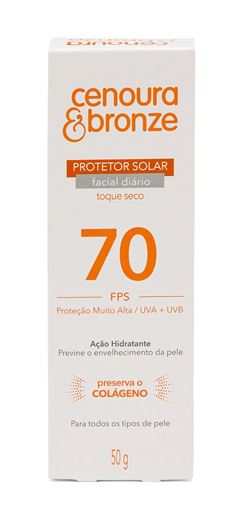 Protetor Solar Facial Cenoura & Bronze FPS 70 50 gr Toque Seco