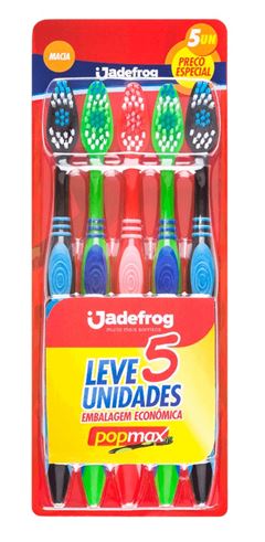 Escova de Dentes Jade Frog Macia Embalagem Com 5 Unidades Pop Max