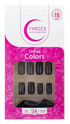 Unhas Fhaces Colors Com 24 Unidades Novo Universo Black