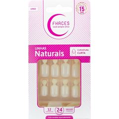 Unhas Postiças Fhaces Natural Com 24 Unidades Curvatura Curta 