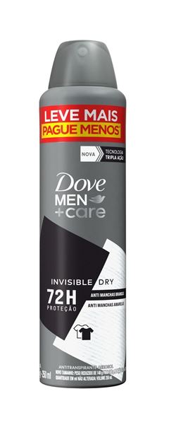 Desodorante Aerosol Antitranspirante Dove Men Care 250 ml Leve Mais Pague Menos Invisible Dry