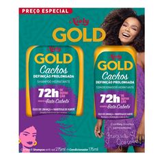 Kit Shampoo 275 ml + Condicionador 175 ml Niely Gold Cachos Definição Prolongada