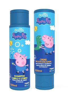 Kit Sampoo Mais Multifuncional  Griffus 220 ml Peppa Pig Azul