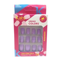 Unhas Katy Colors Com 24 Unidades Curta Lavanda