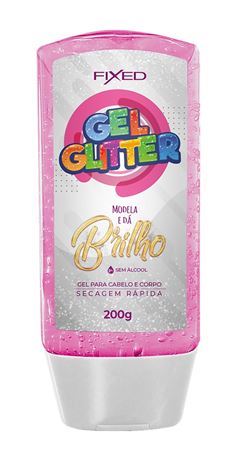 Gel Glitter Fixed Corpo e Cabelo 200 gr Rosa