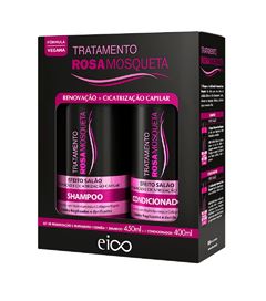 Kit Shampoo 450 ml + Condicionador 400 ml Eico Rosa Mosqueta