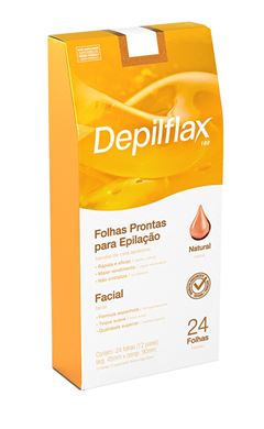 Folhas Prontas para Epilação Depilflax Facial 24 Folhas Natural