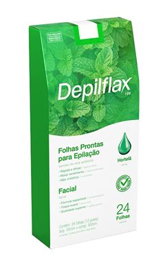 Folhas Prontas para Epilação Depilflax Facial 24 Folhas Hortelã