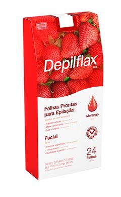 Folhas Prontas para Epilação Depilflax Facial 24 Folhas Morango