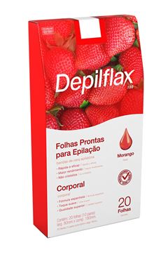 Folhas Prontas para Epilação Depilflax Corporal 20 Folhas Morango