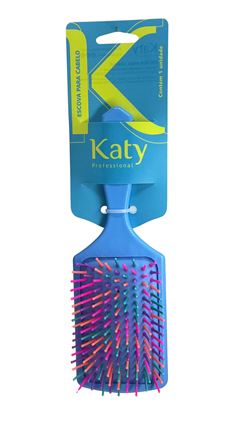 Escova de Cabelo Racket Azul Com Cerdas Coloridas Katy