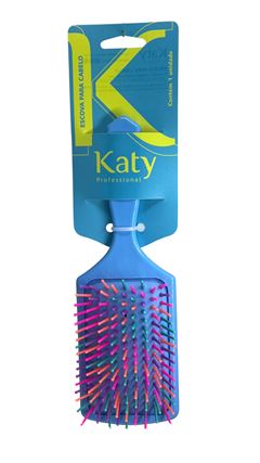 Escova de Cabelo Racket Azul Com Cerdas Coloridas Katy