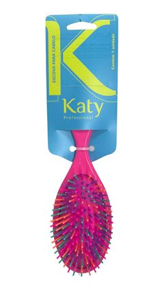 Escova de Cabelo Oval Pink Com Cerdas Coloridas Katy