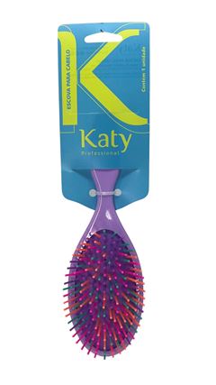 Escova de Cabelo Oval Lilas Com Cerdas Coloridas Katy