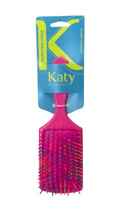 Escova de Cabelo Racket Pink Com Cerdas Coloridas Katy