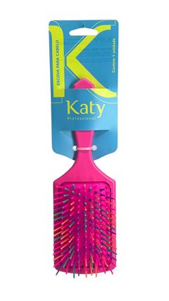 Escova de Cabelo Racket Pink Com Cerdas Coloridas Katy