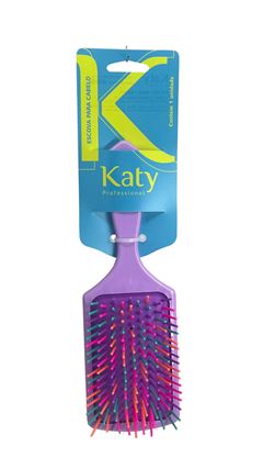 Escova de Cabelo Racket Lilás Com Cerdas Coloridas Katy