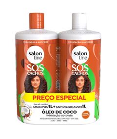 Kit Shampoo + Condicionador Salon Line S.O.S Cachos 1 Litro Óleo de Coco