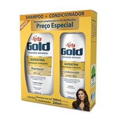 Kit Shampoo 275 ml + Condicionador 175 ml Niely Gold Reconstrução Potente