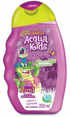 Shampoo Acqua Kids Infantil 2 em 1 250 ml Uva e Aloe Vera