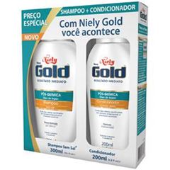 Kit Shampoo 275 ml + Condicionador 175 ml Niely Gold Pós-Química Poderoso