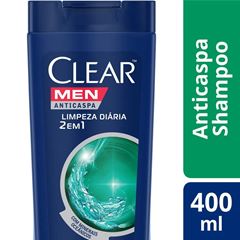 Shampoo Anticaspa Clear Men 400 ml 2 em 1 Limpeza Diaria 
