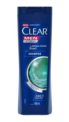 Shampoo Anticaspa Clear Men 400 ml 2 em 1 Limpeza Diaria 