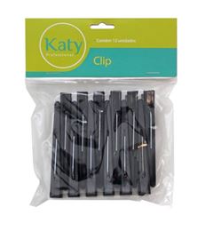 Clips Katy Plástico 12 unidades Preto