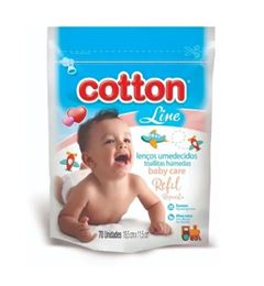 Lenços Umedecidos Cotton Line Baby Care 70 Unidades Refil