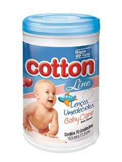 Lencos Umedecidos Cotton Line Baby Care 70 unidades Azul