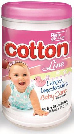 Lenços Umedecidos Cotton Line Baby Care 70 unidades Rosa
